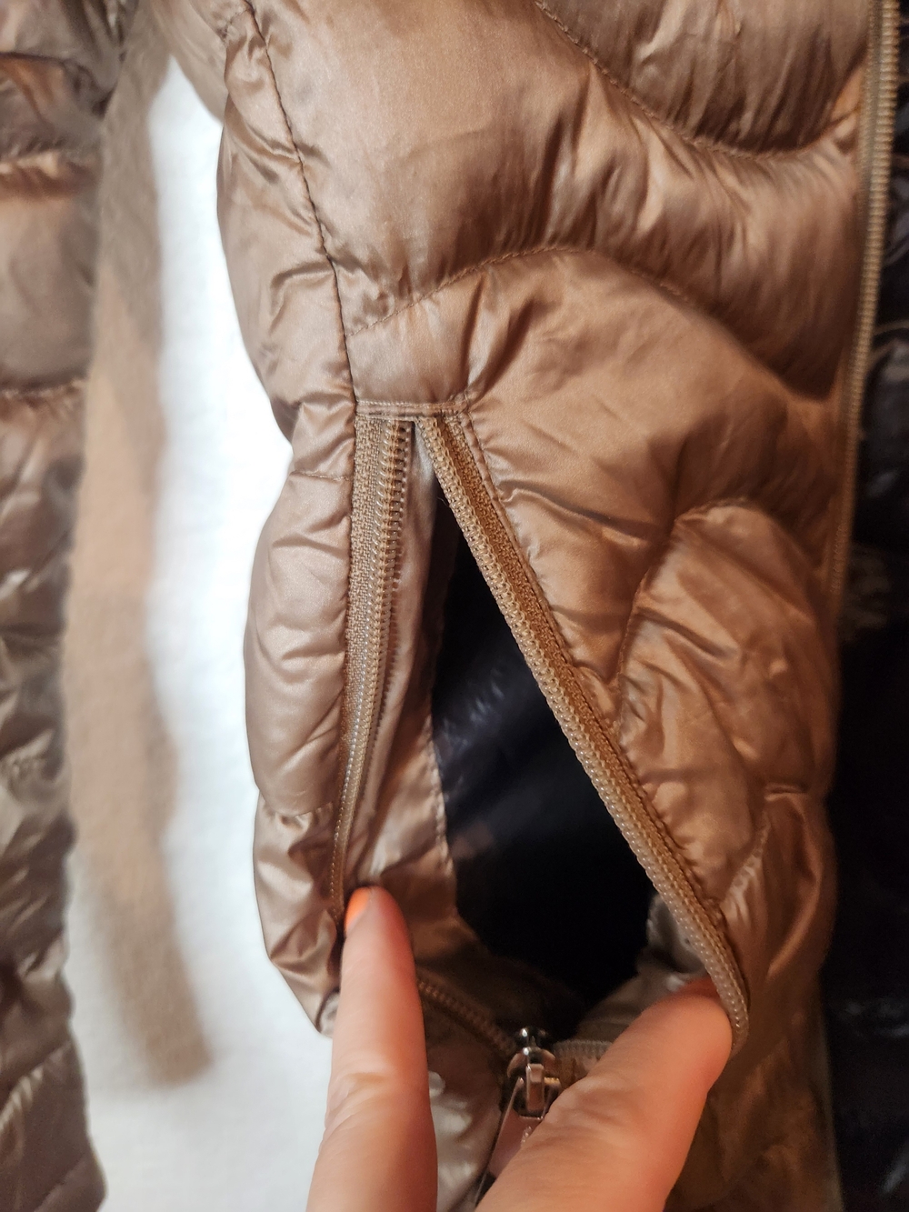 Andrew Marc Premium Down Packable Long Puffer Coat Taupe Brown Womens S - Picture 10 of 16